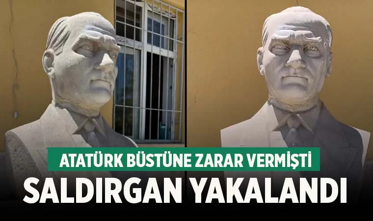 Denizli'de Atatürk büstüne zarar veren saldırgan yakalandı!
